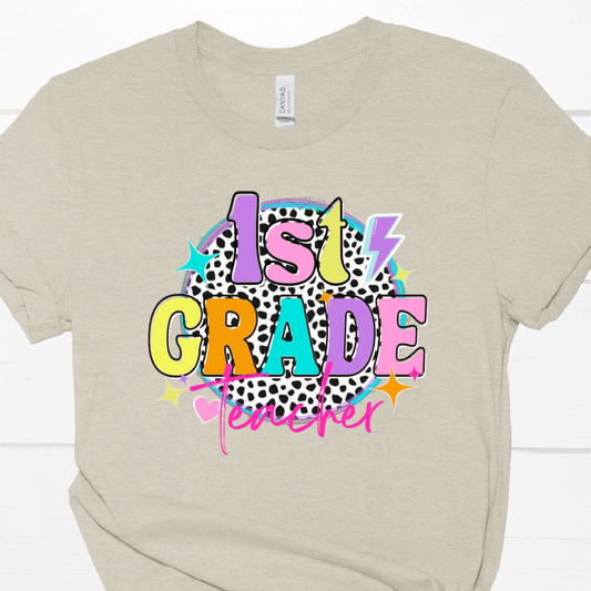 K-5th Dalmation Dots Teacher Short Sleeve T Shirt