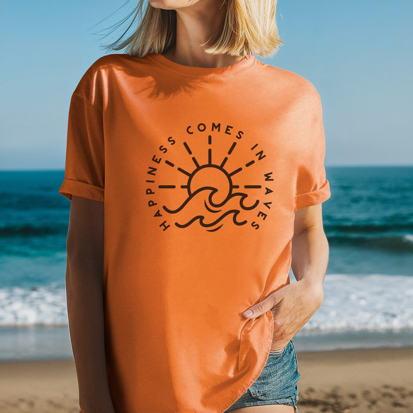 Happiness Comes in Waves T Shirt