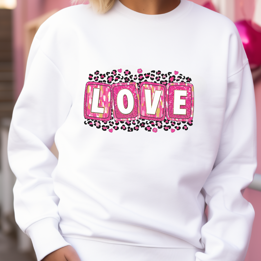 Leopard Background Love Crewneck