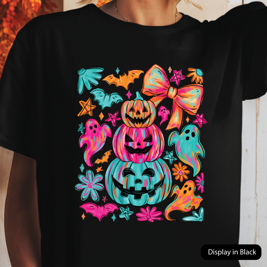 Neon Stack of Pumpkins