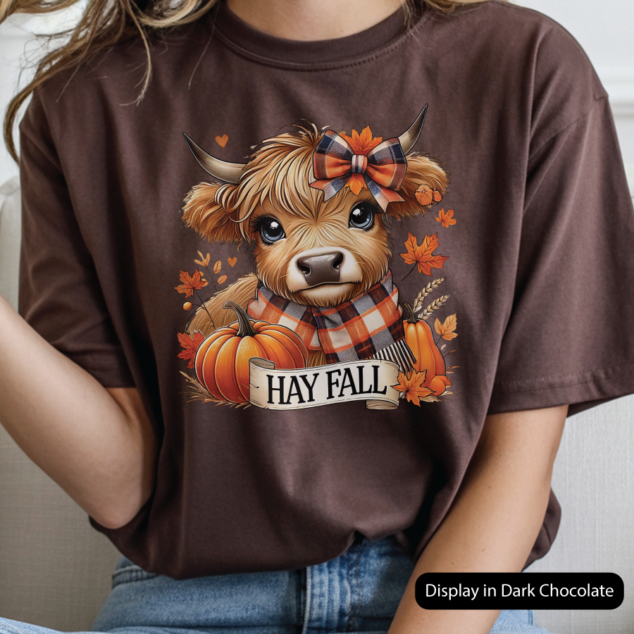 Hay Fall Highland Cow Short Sleeve T Shirt