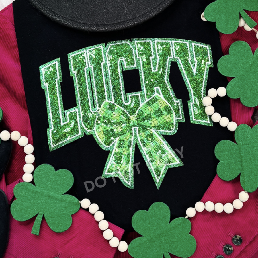 Lucky Sequin Patch Crewneck