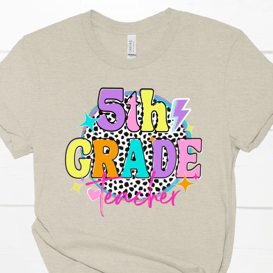 K-5th Dalmation Dots Teacher Short Sleeve T Shirt