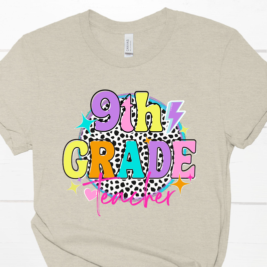 9th-12th Dalmation Dots Teacher Short Sleeve T Shirt