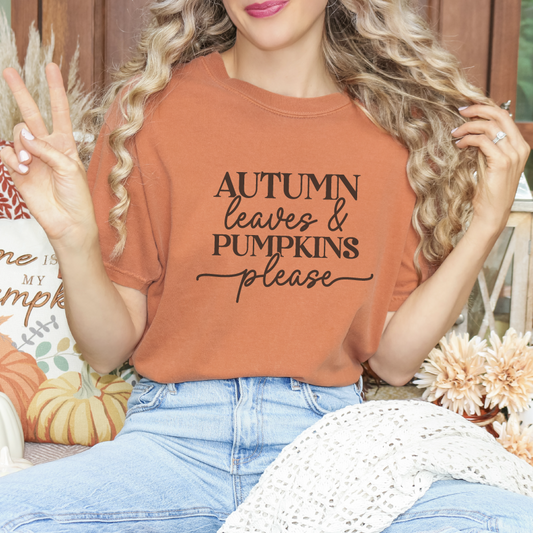 Autumn Leaves & Pumpkins Please T Shirt