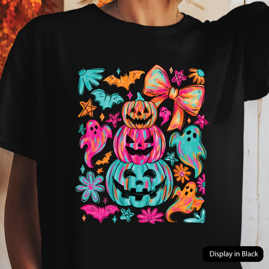 Neon Stack of Pumpkins