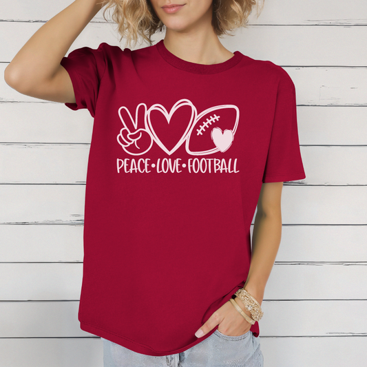 Peace Love & Football T Shirt